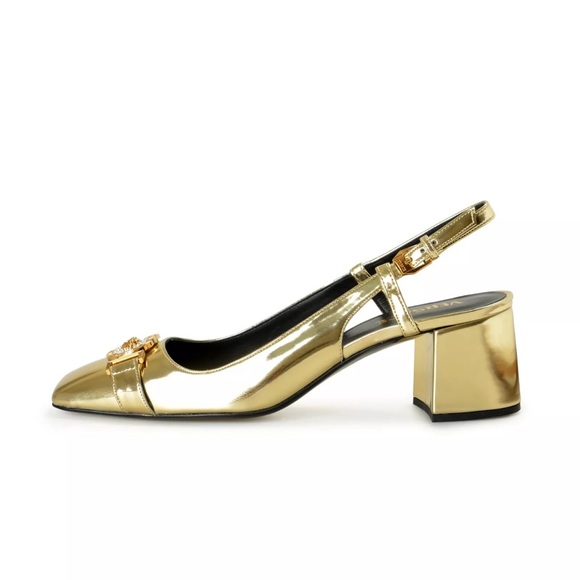 BNWT Versace Women's Gold Vernice Patent Leather Heeled Pumps! - Picture 2 of 5